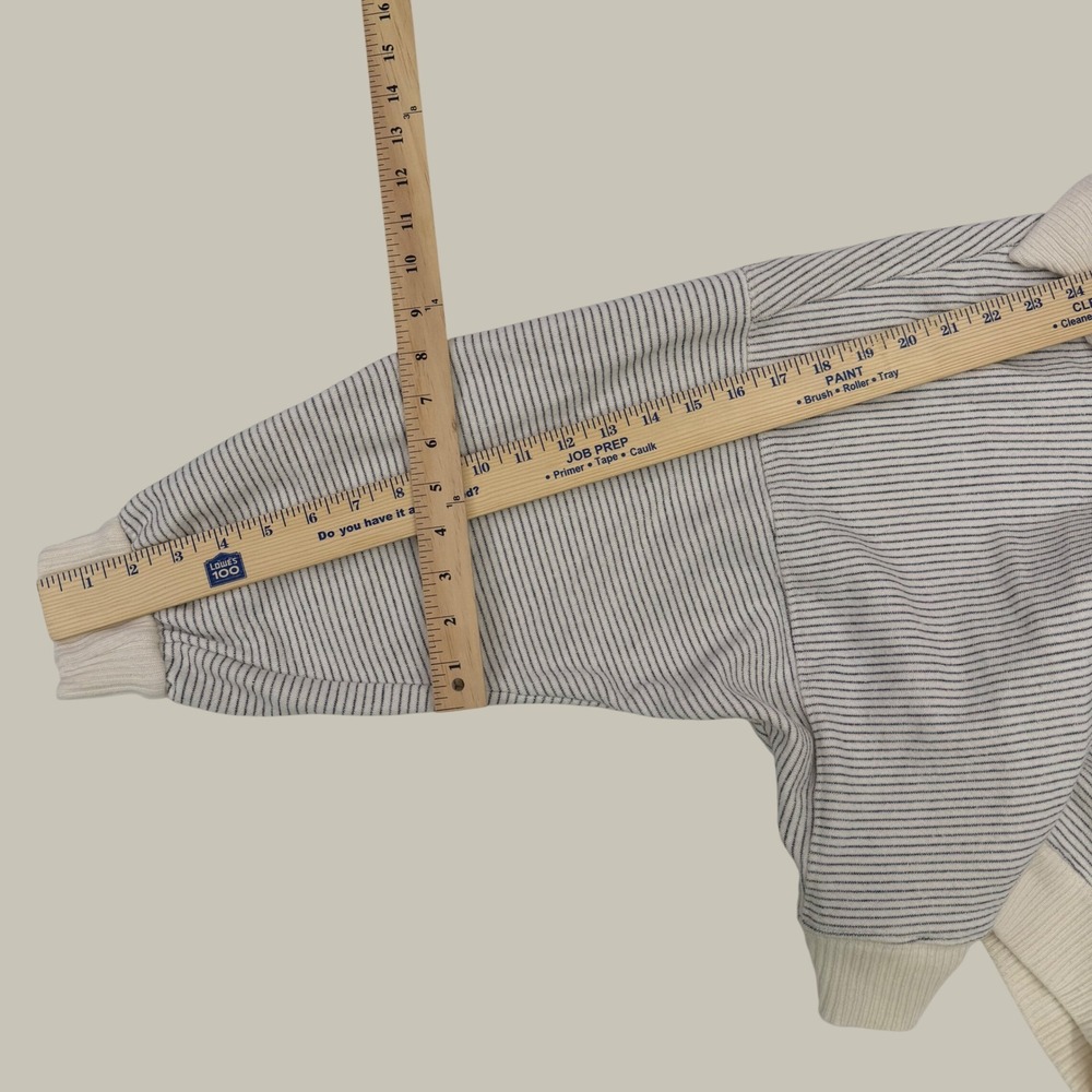 By Together Striped Collared Sweatshirt Cropped V-Neck Size M Coastal Pullover - Picture 5 of 15